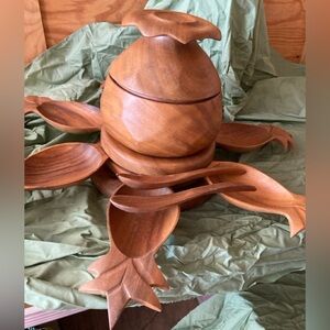 Vintage Orobilt Wooden Lazy Susan Serving Set